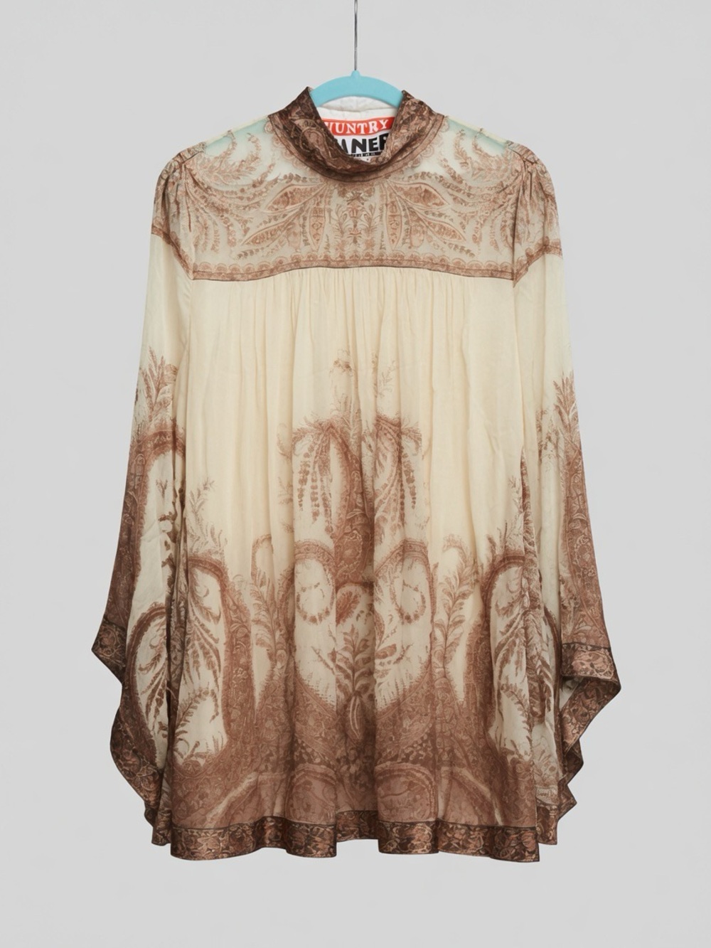 Zimmermann Cream and Brown Paisley High-Neck Tunic